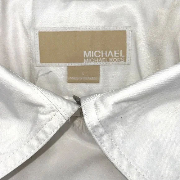 Michael by Michael Kors Women L White Trench Spring Coat Old Money Quiet Luxury - Picture 7 of 10